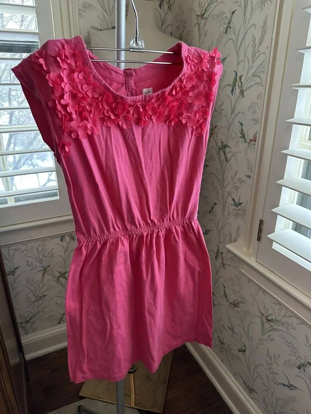 Gap Kids Girls Flower Applique Cap Dress • L • Pink